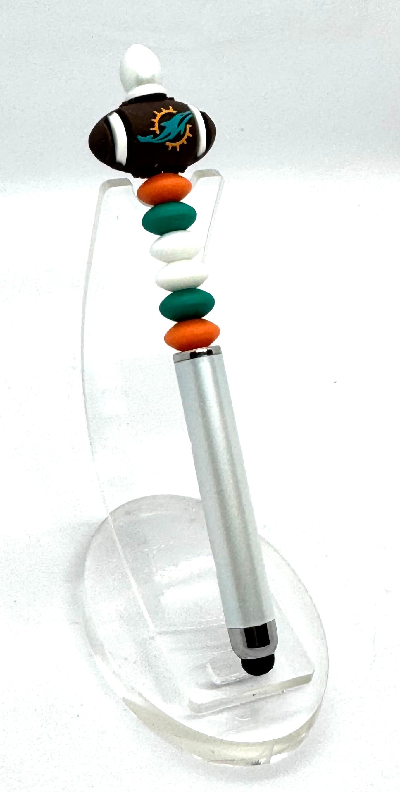 Handmade Miami Dolphins Inspired Beaded Stylus Pen | Refillable Touchscreen Pen