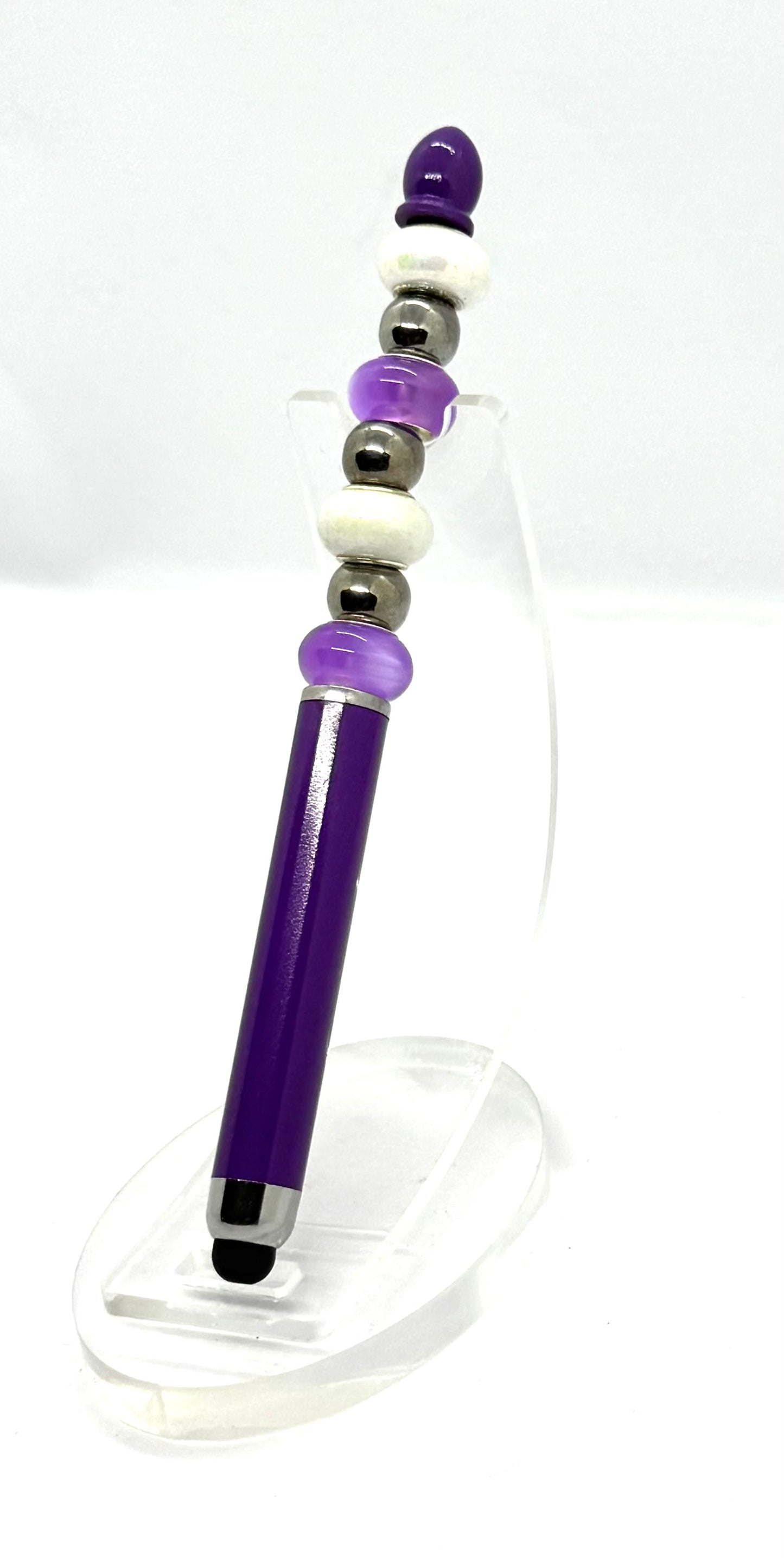 Purple Reign of Productivity | Handmade Purple Elegance Beaded Stylus Pen