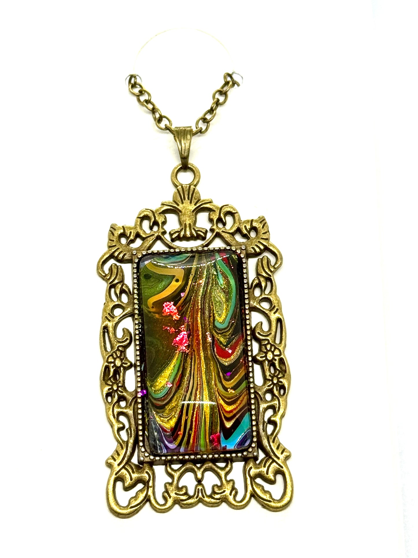 #25 Baroque Breakdown – Multicolor Chaos Paint Pour Statement Necklace | FDSS Original