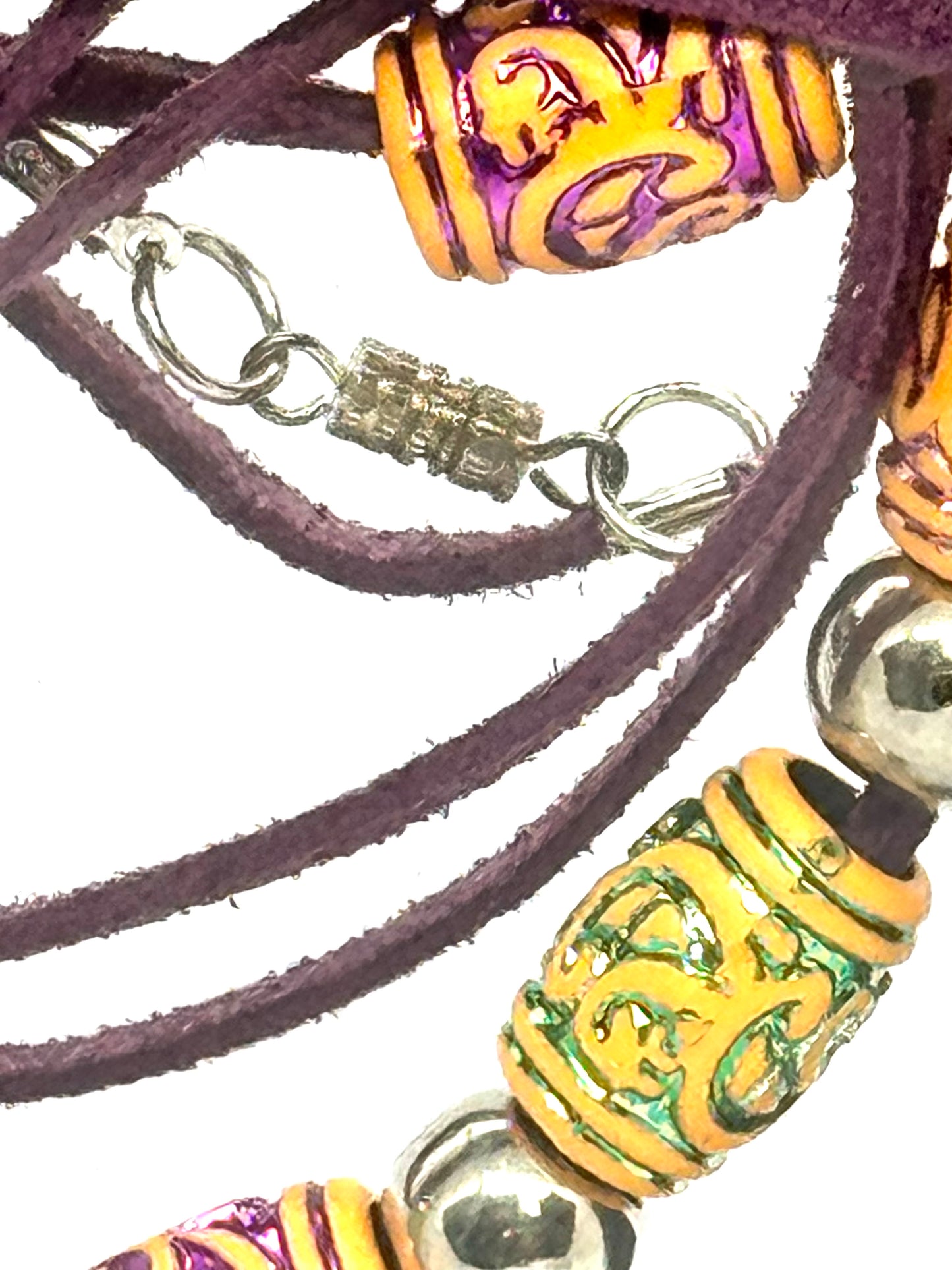 Purple Leather Potion Necklace | 32” Cord | Beaded Statement Necklace | Glass Vial Charm | Screw Clasp | Handmade Chaos Jewelry