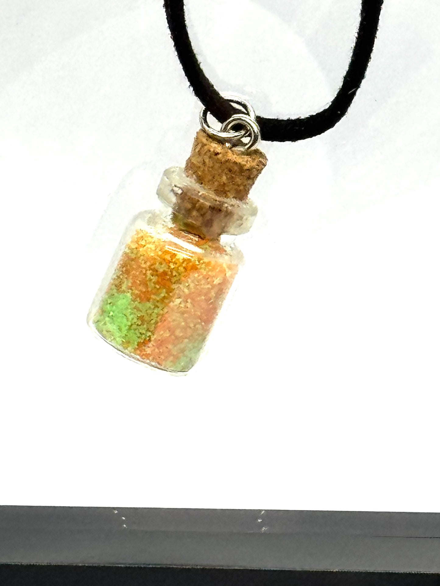 Black Cord Potion Necklace | 26”Handmade Glass Vial Necklace | Glitter Charm Pendant | Minimal Chaos Jewelry