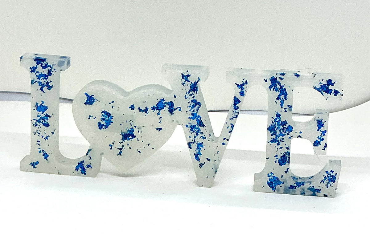 Love & a Little Chaos | Blue Foil Resin LOVE Sign