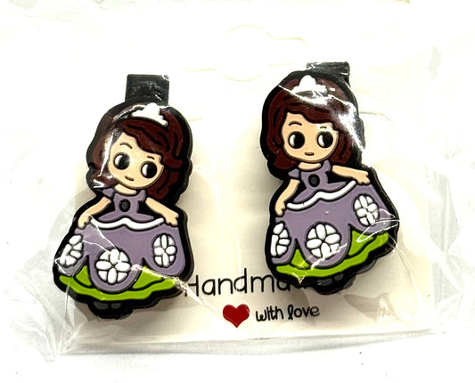 #5 Royal Chaos Barrettes – Purple Dress Princess Hair Clips (2pc Set)