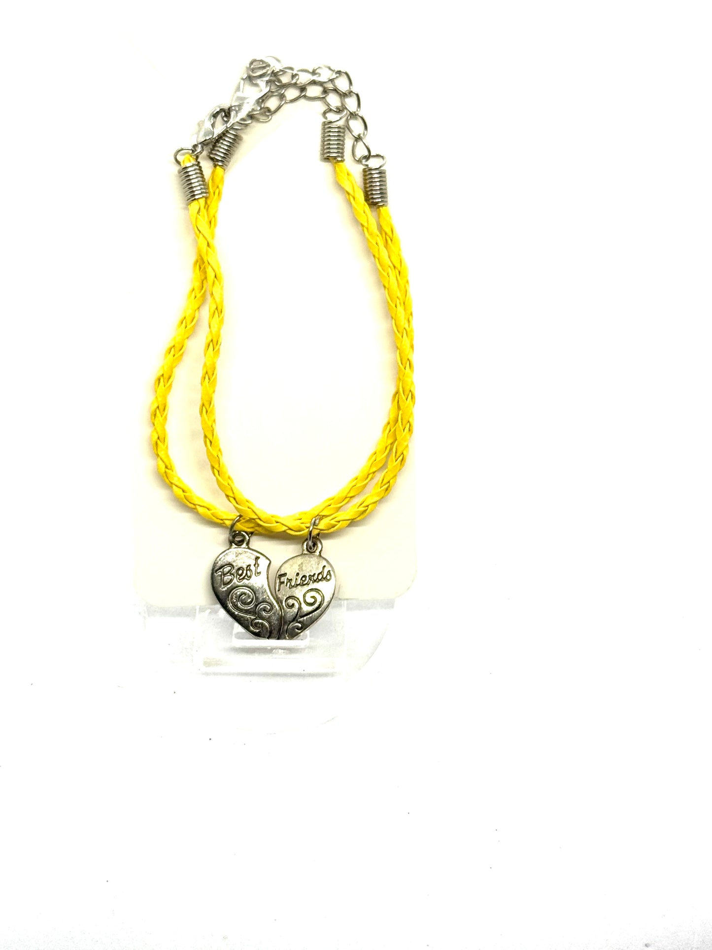 #1”Best Friends But Make It Chaos 💛 | Handmade Yellow Braided Bracelet | Split Heart Charm | Matching Friendship Jewelry | FDSS One-of-a-Kind”