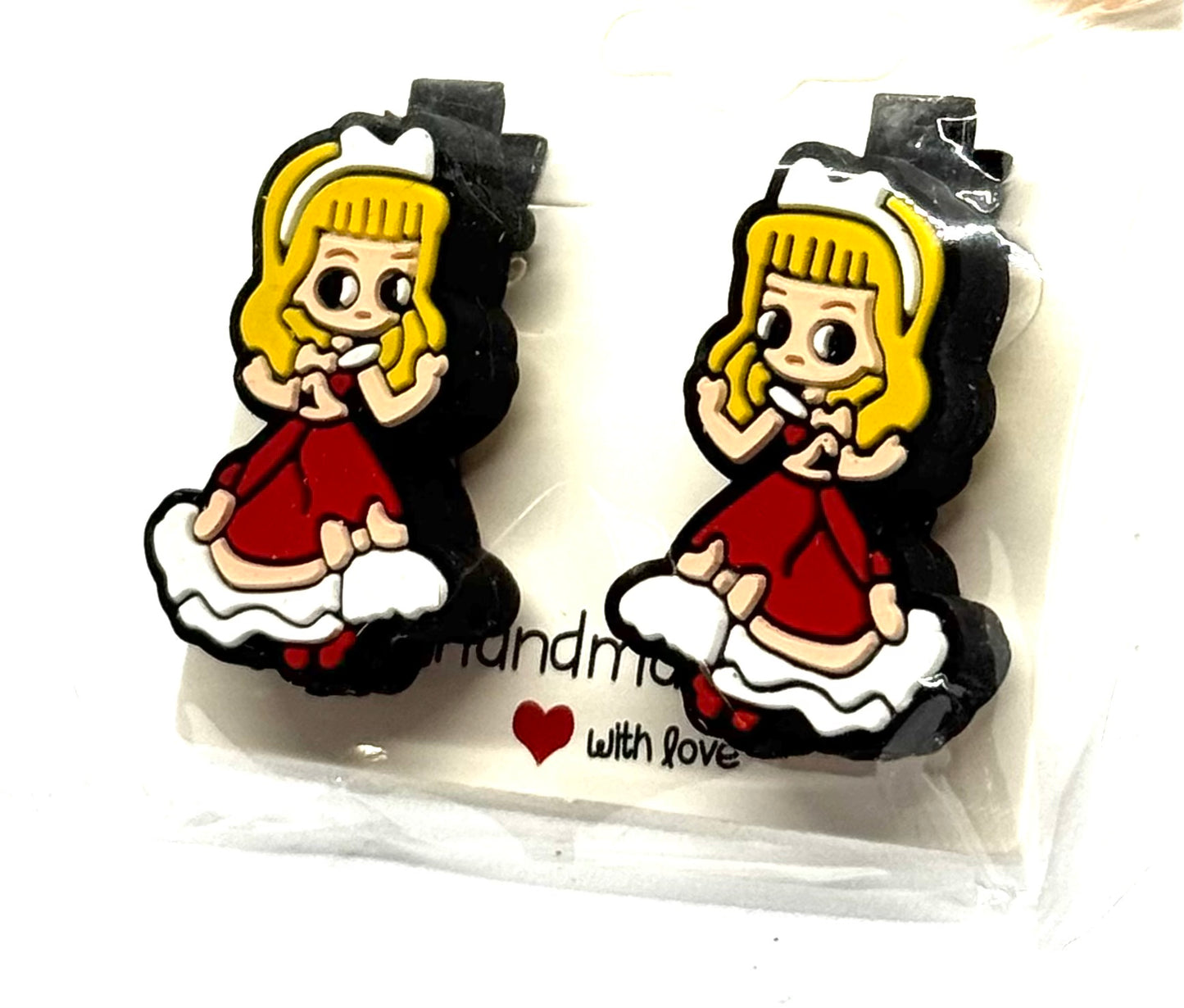 #4 Main Character Energy Barrettes – Red Dress Princess Hair Clips (2pc Set)