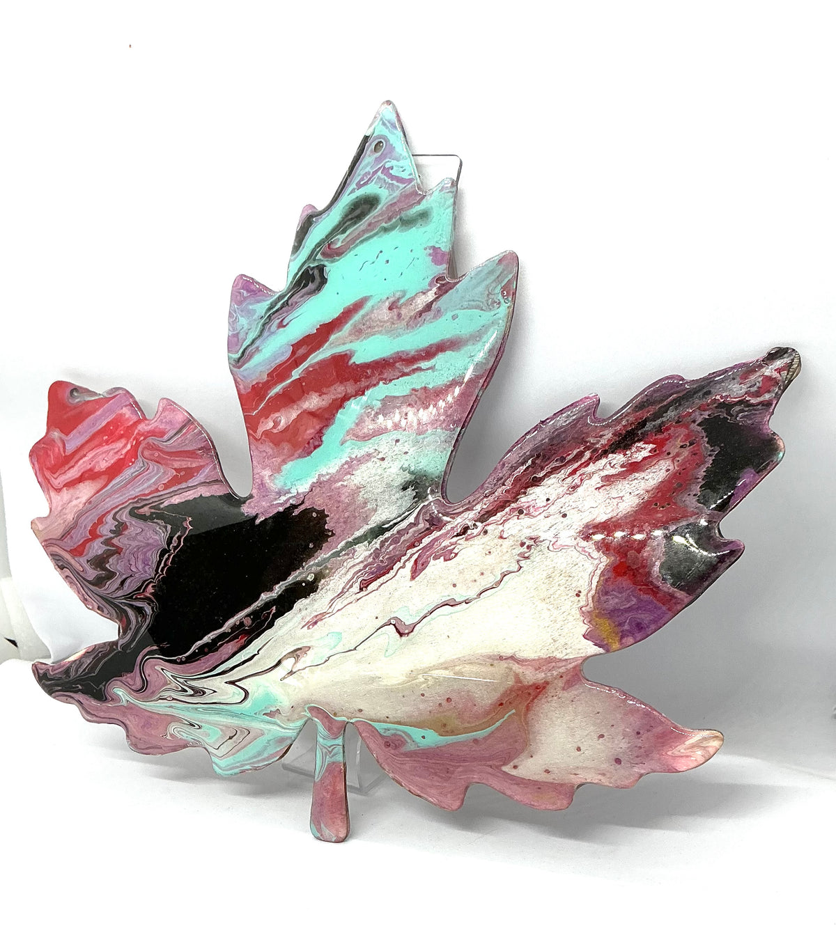 Leaf the Chaos Here | Paint-Poured Maple Leaf Wall Art