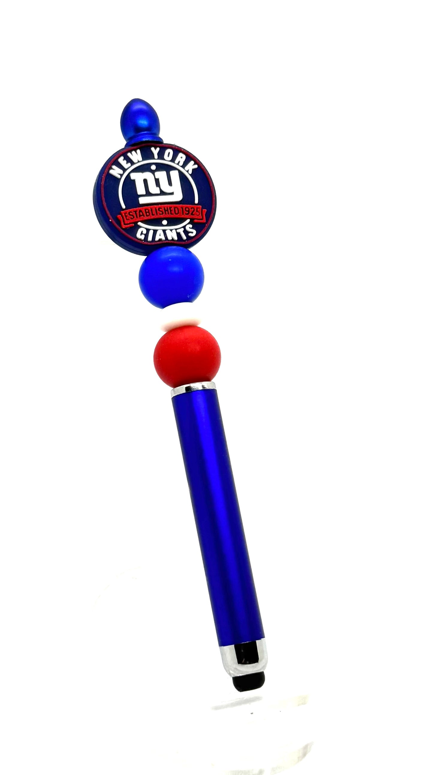 Handmade New York Giants Inspired Beaded Stylus Pen | Refillable Touchscreen Pen