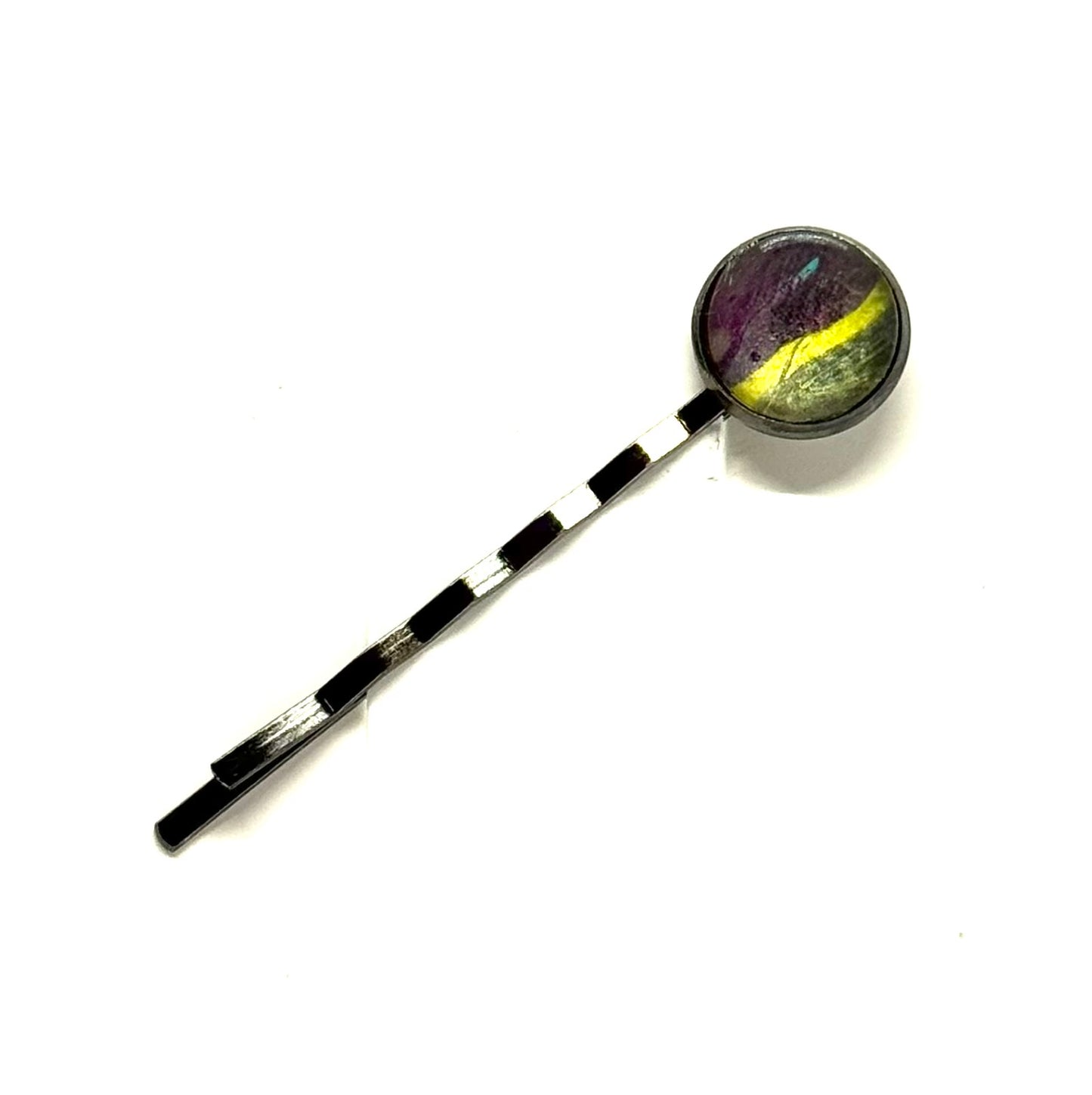 The “Running on Caffeine, Spite & Poor Decisions” Handmade Bobby Pin – Neon Chaos Edition