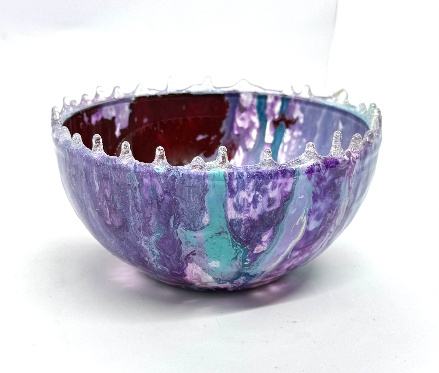 Cosmic Chaos Resin Bowl (Purple + Teal Drip Rim Edition)