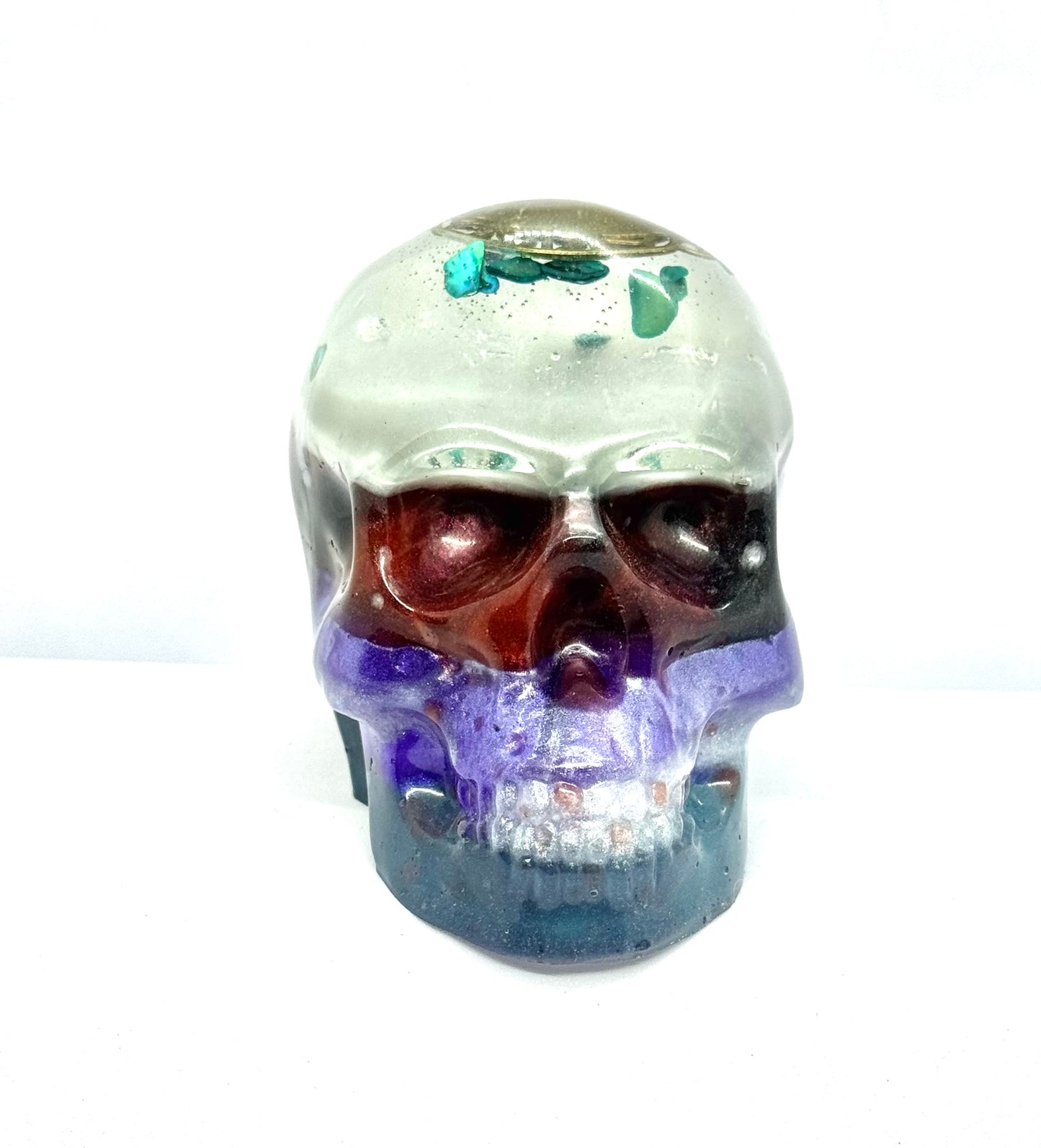 “Buried Crown” Multi-Layer Resin Skull – Ocean Relic Chaos Piece | Handmade Gothic Decor