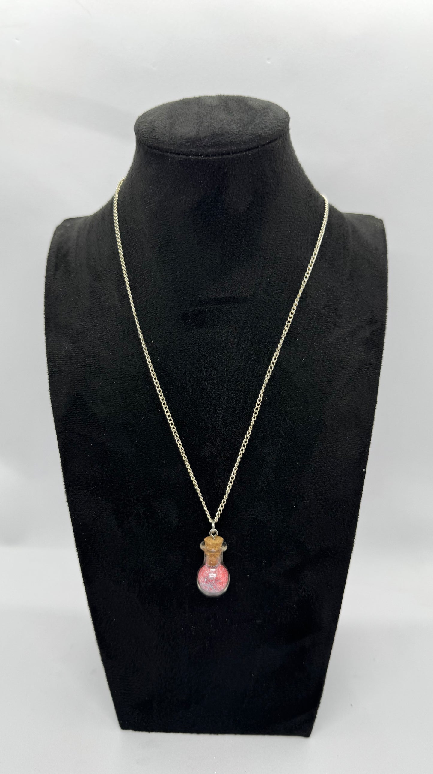 #8G “Strawberry Static Potion Bottle Necklace – Sweet, Cute, Slightly Unstable”