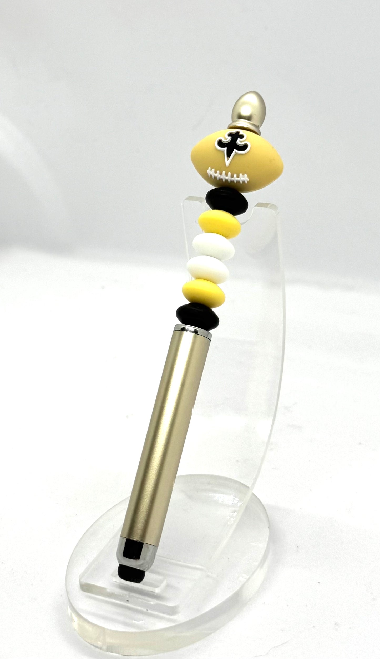 Handmade New Orleans Saints Inspired Beaded Stylus Pen | Refillable Touchscreen Pen