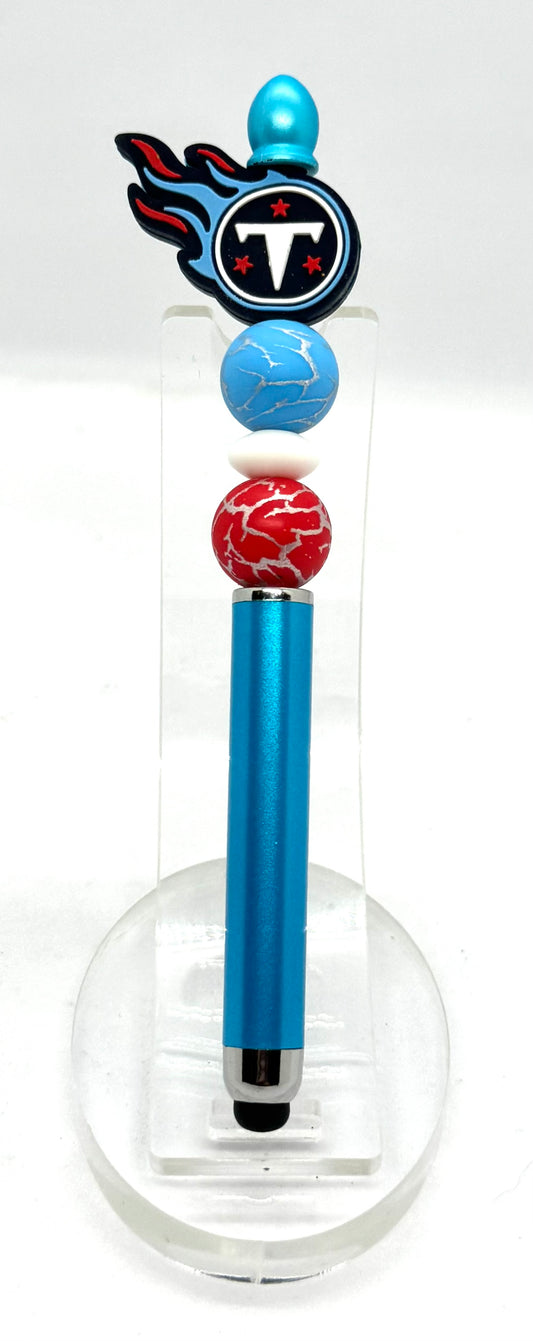 Handmade Tennessee Titans Inspired Beaded Stylus Pen | Refillable Touchscreen Pen