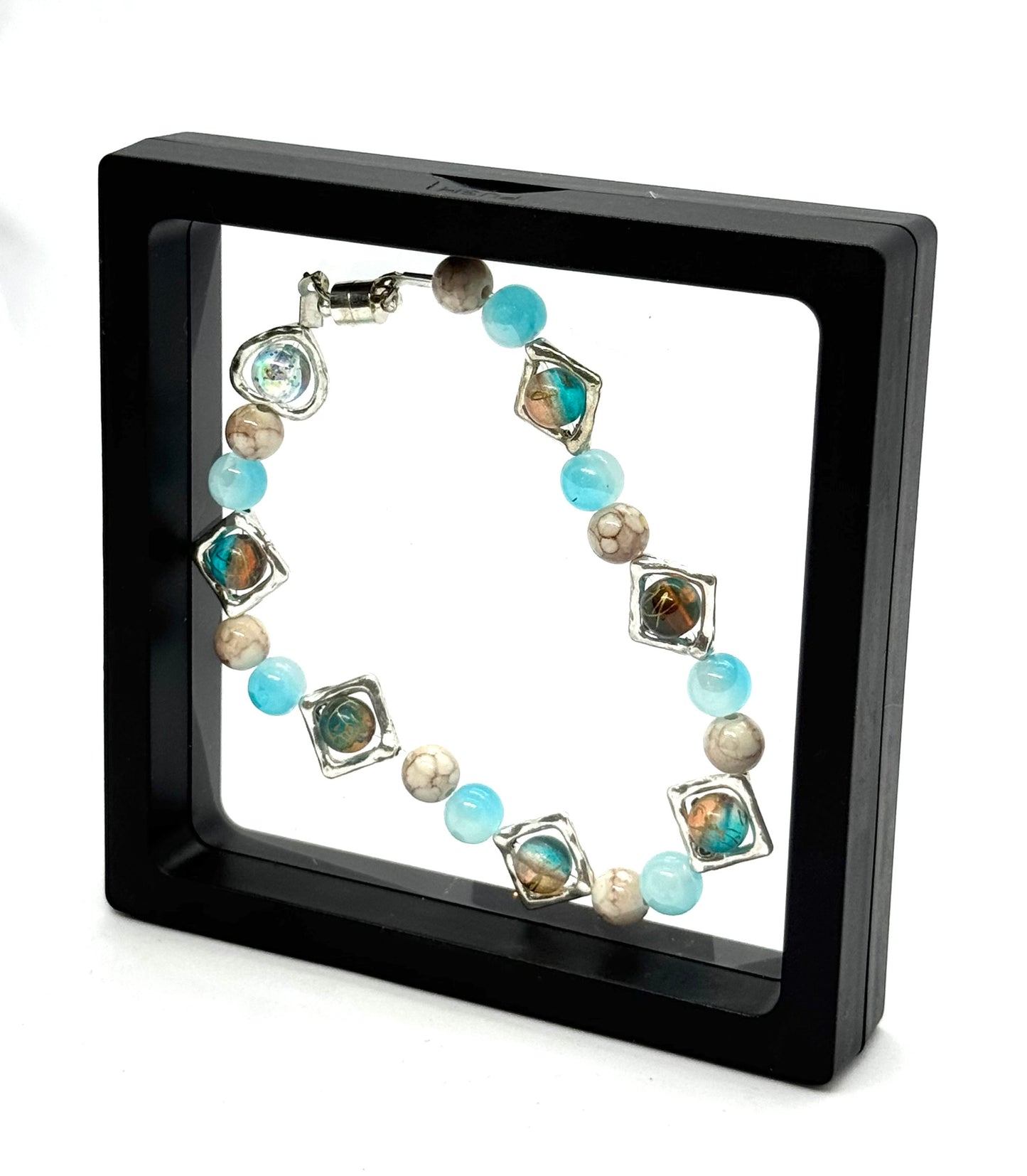 Ocean Drift Anklet – Handmade Beaded Anklet with Artisan Glass Charms