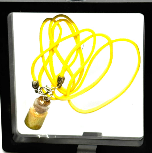 Neon Yellow Potion Necklace | 32” Leather Cord | Glass Vial Charm | Lobster Clasp | Handmade Statement Jewelry