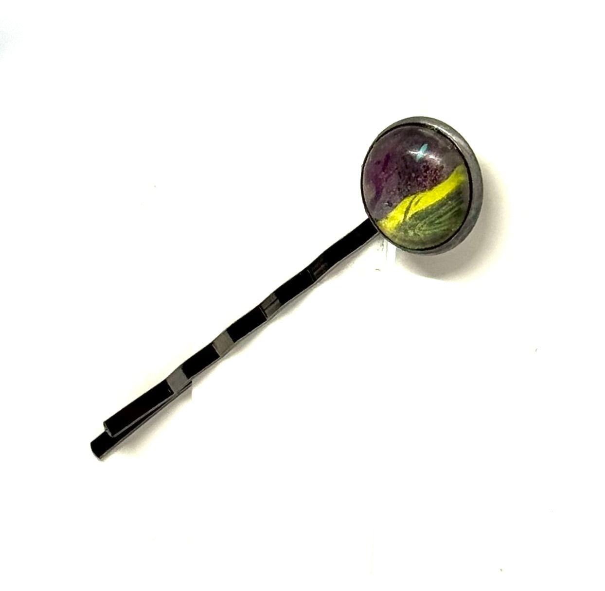 The “Running on Caffeine, Spite & Poor Decisions” Handmade Bobby Pin – Neon Chaos Edition