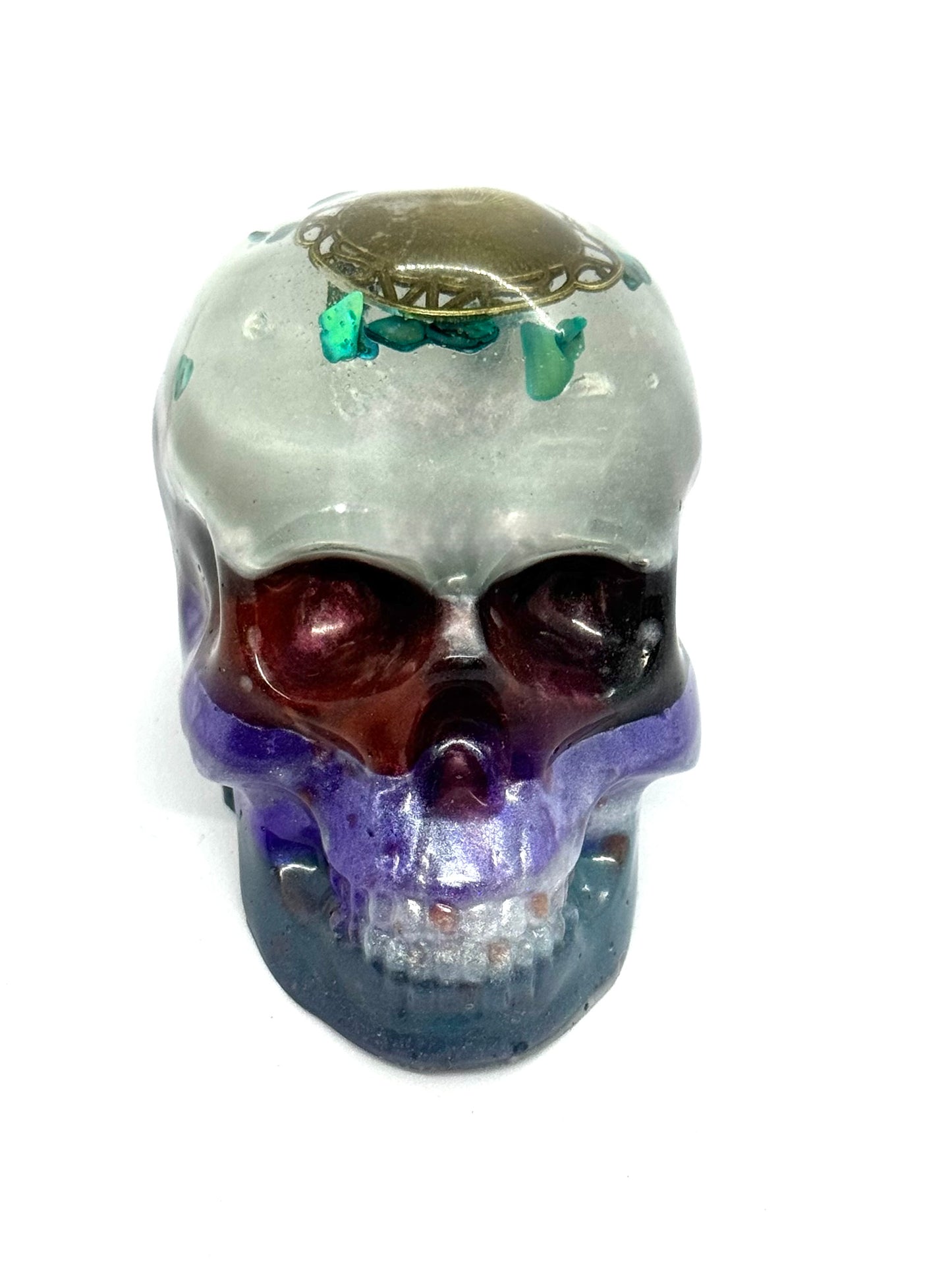 “Buried Crown” Multi-Layer Resin Skull – Ocean Relic Chaos Piece | Handmade Gothic Decor