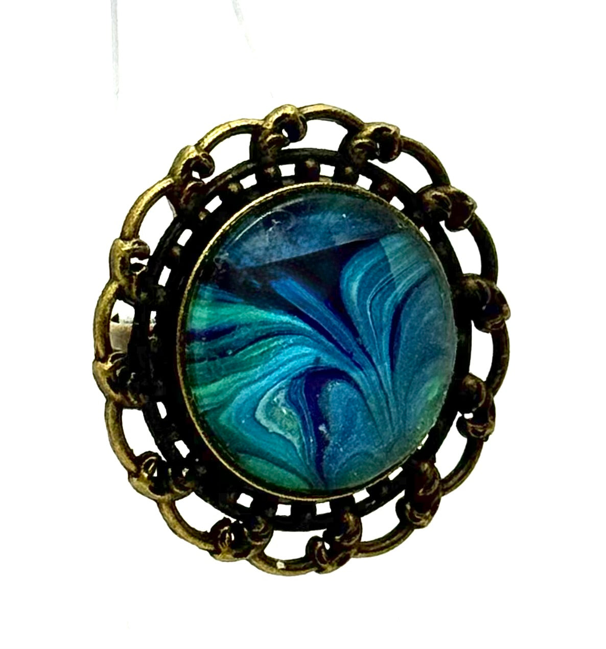 #15 Midnight Tide Chaos Ring – Deep Blue Swirl Statement Piece