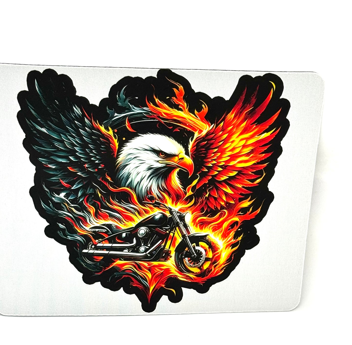 “Freedom Burns Different” Flaming Eagle Motorcycle Mouse Pad | Chaos Rider Energy | FDSS