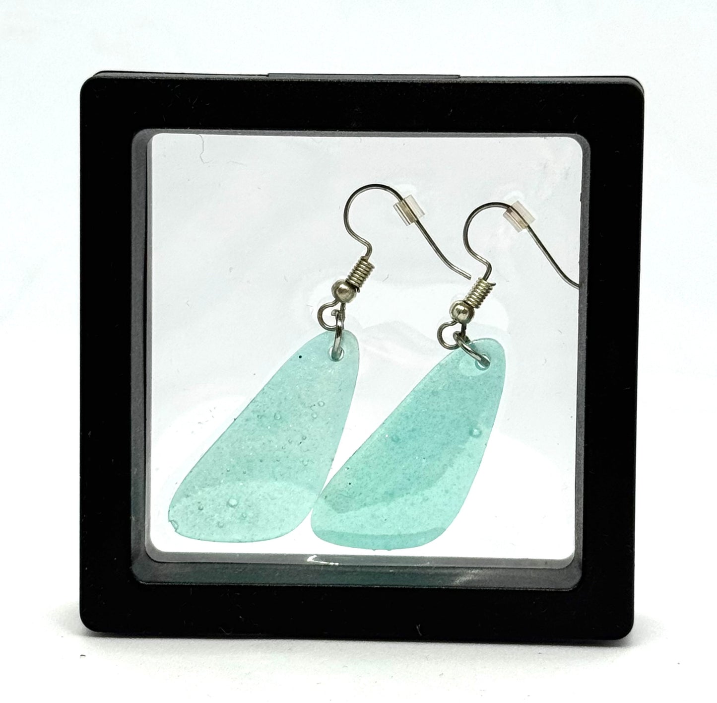 #45 Calm Before the Shitshow Earrings – Handmade Aqua Epoxy Resin Dangle Earrings