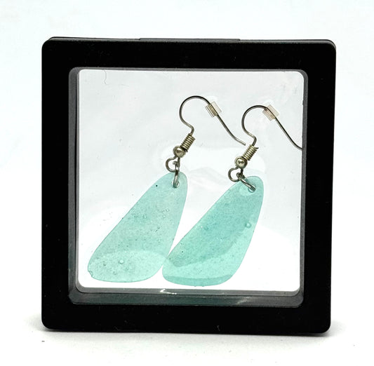 #45 Calm Before the Shitshow Earrings – Handmade Aqua Epoxy Resin Dangle Earrings