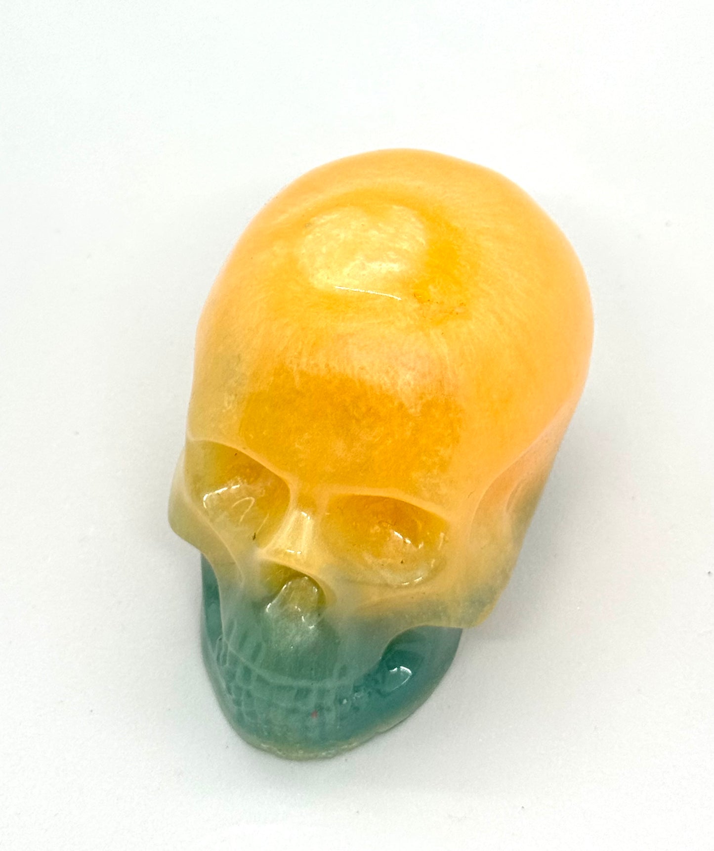 “Sunset Hangover” Skull — Handmade Resin Skull Decor | Yellow Blue Ombre Gothic Art | FDSS One-of-a-Kind
