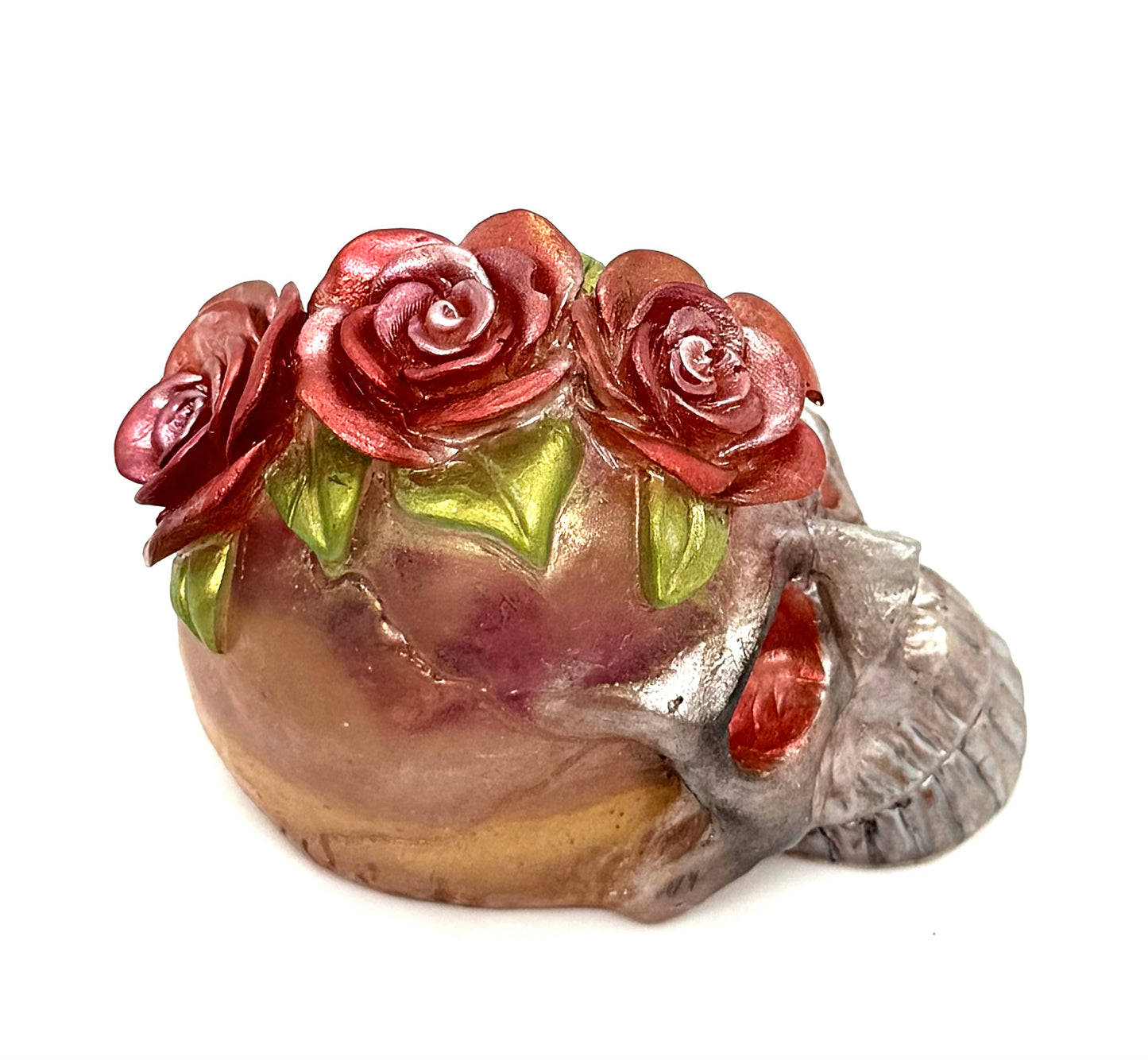 “Deadly Bloom” Rose Crown Skull — Handmade Resin Gothic Decor | Romantic Horror Skull | FDSS One-of-a-Kind Art