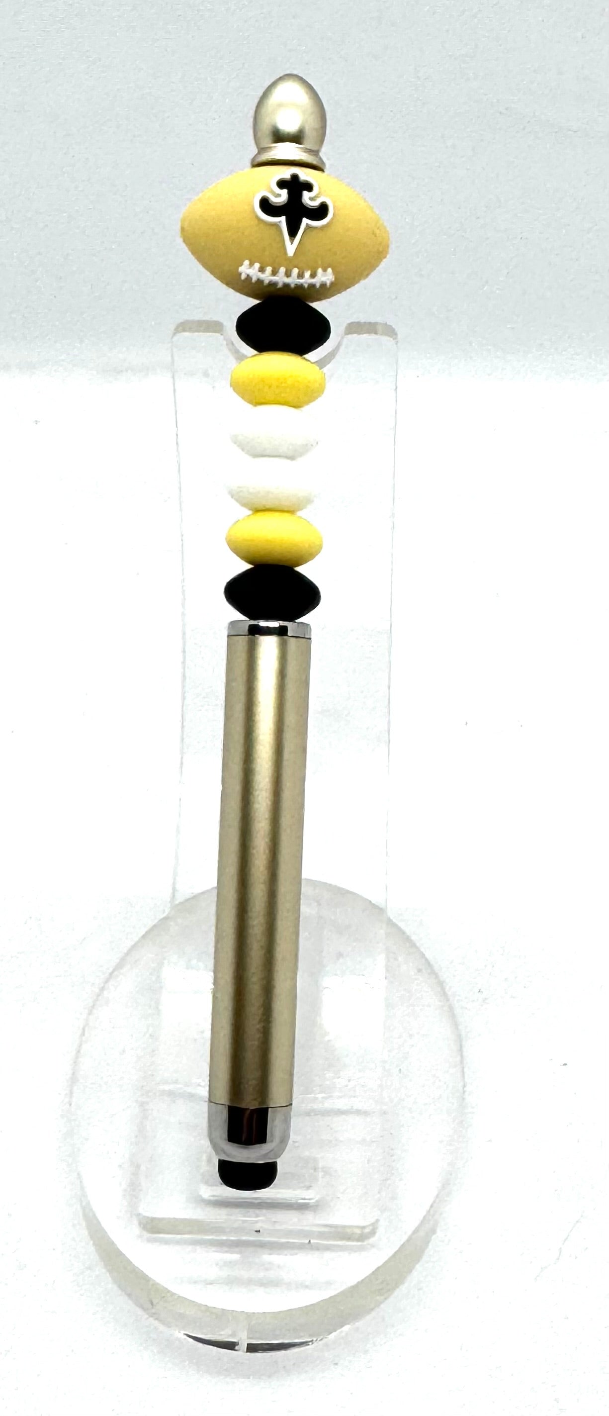 Handmade New Orleans Saints Inspired Beaded Stylus Pen | Refillable Touchscreen Pen
