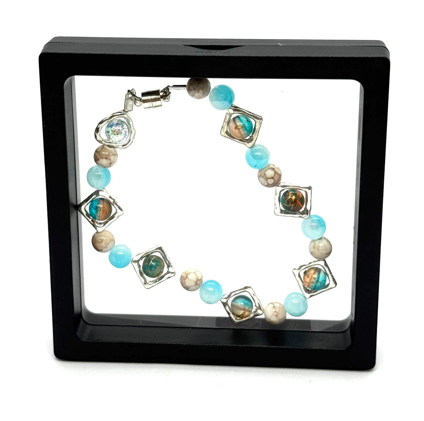 Ocean Drift Anklet – Handmade Beaded Anklet with Artisan Glass Charms