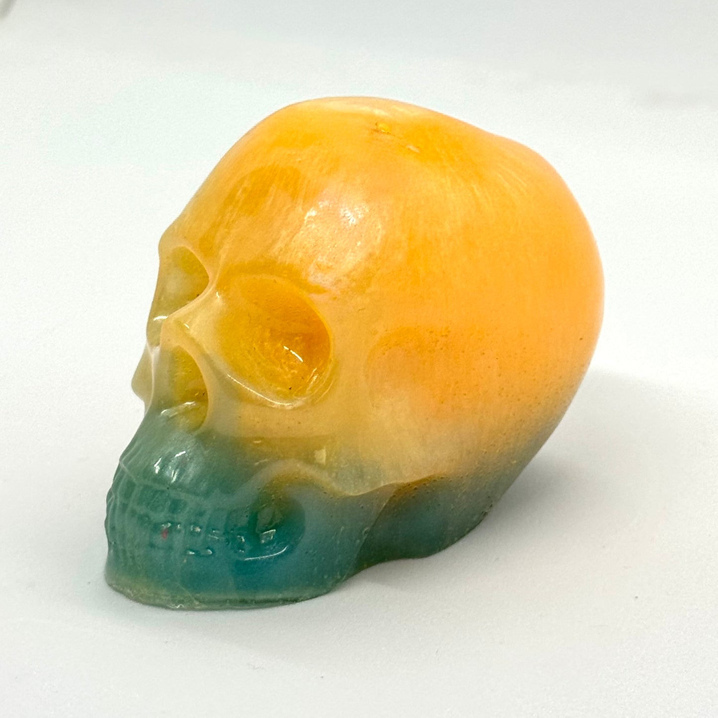 “Sunset Hangover” Skull — Handmade Resin Skull Decor | Yellow Blue Ombre Gothic Art | FDSS One-of-a-Kind