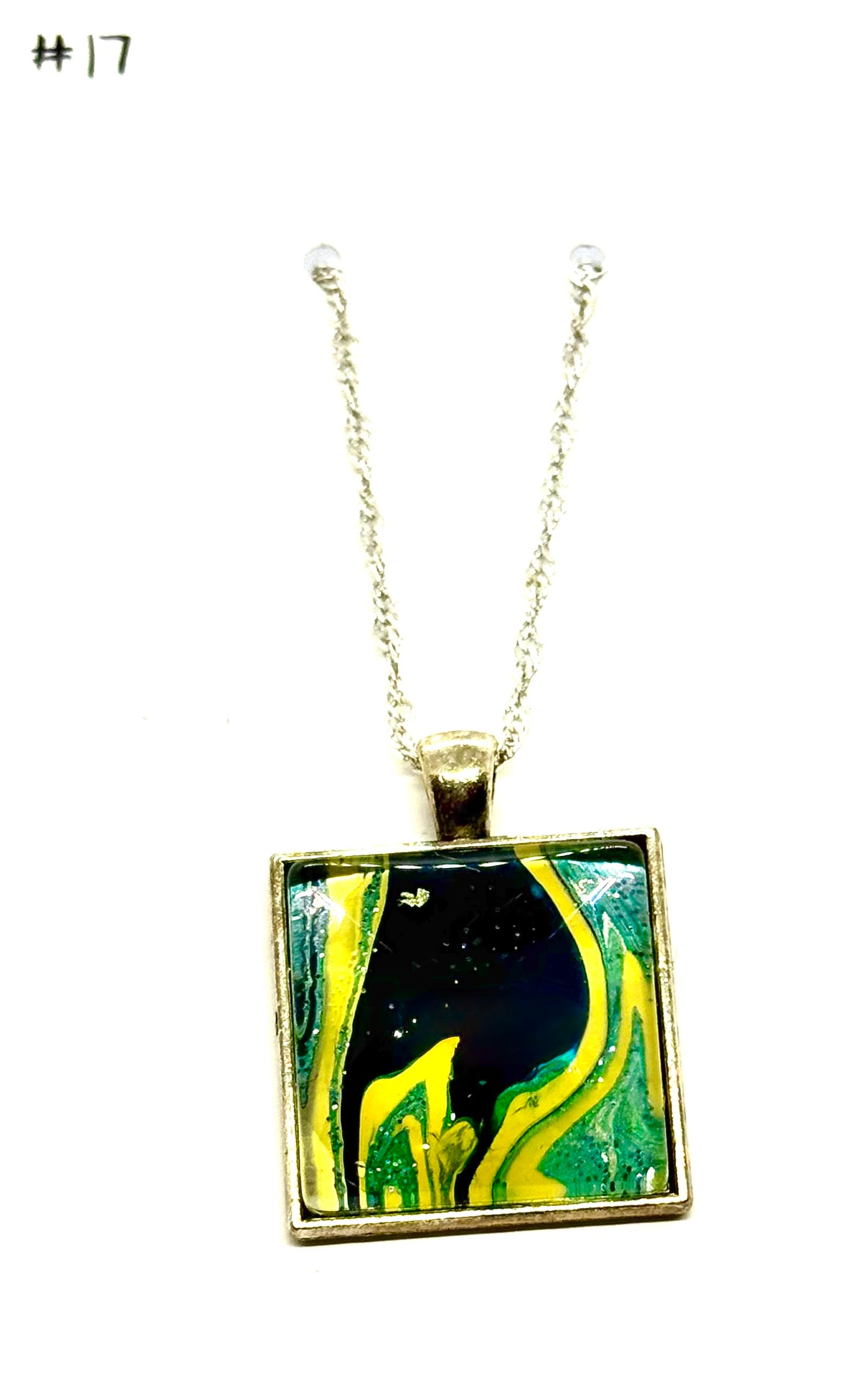 #17 Electric Melt Square Pendant Necklace – FDSS Original Resin Art Jewelry