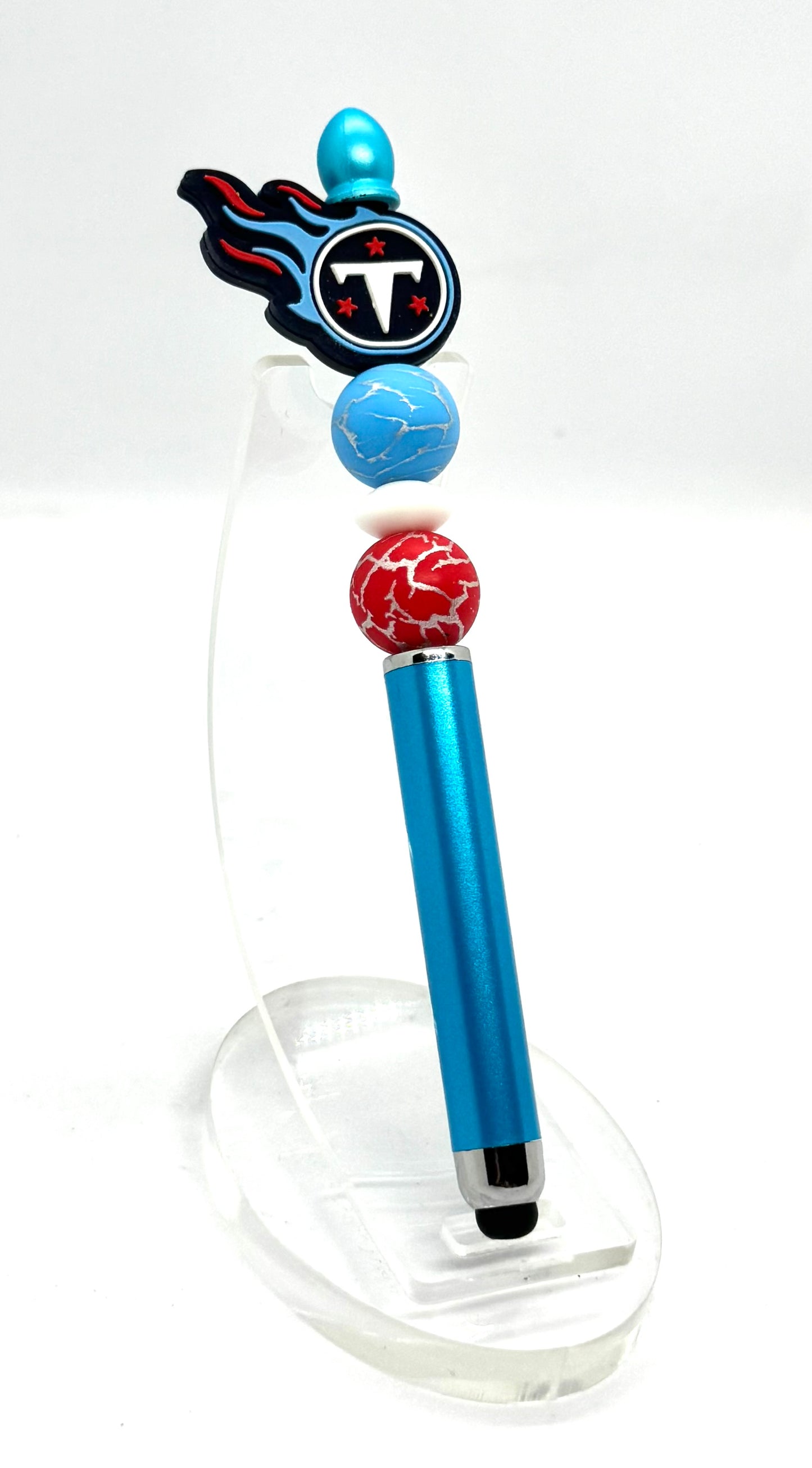 Handmade Tennessee Titans Inspired Beaded Stylus Pen | Refillable Touchscreen Pen
