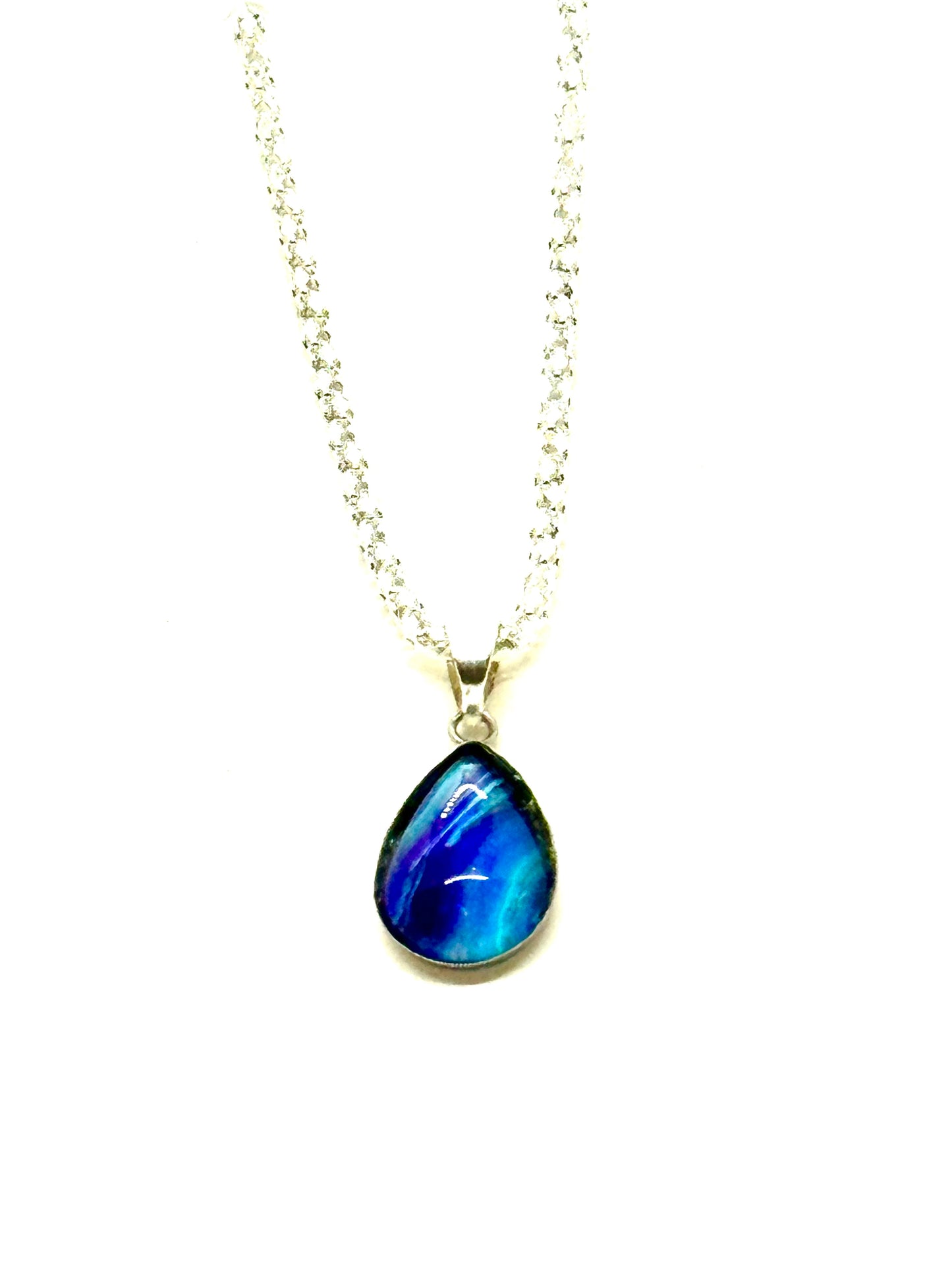 Teardrop Paint Poured Pendant Necklace #8
