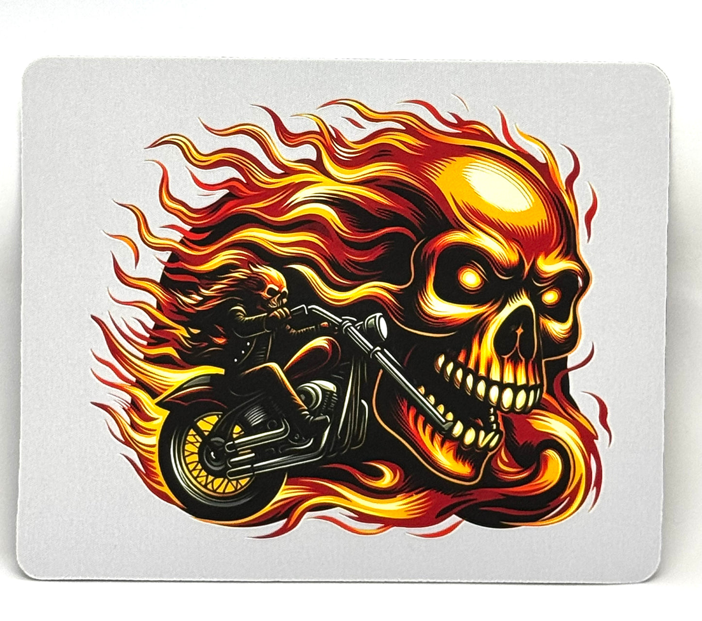 “Commitment Issues” Flaming Skull Mouse Pad – Chaos Rider Edition | Gothic Desk Aesthetic | FDSS