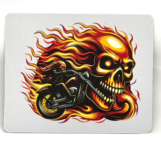 “Commitment Issues” Flaming Skull Mouse Pad – Chaos Rider Edition | Gothic Desk Aesthetic | FDSS
