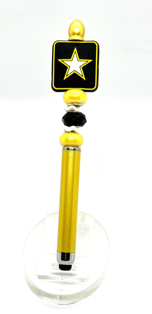 Gold Standard Sass | Handmade Army Pride Beaded Stylus Pen