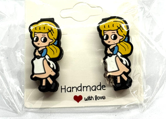 #8 Storybook Blonde Girl Barrettes – Cute Character Hair Clips (2pc Set)