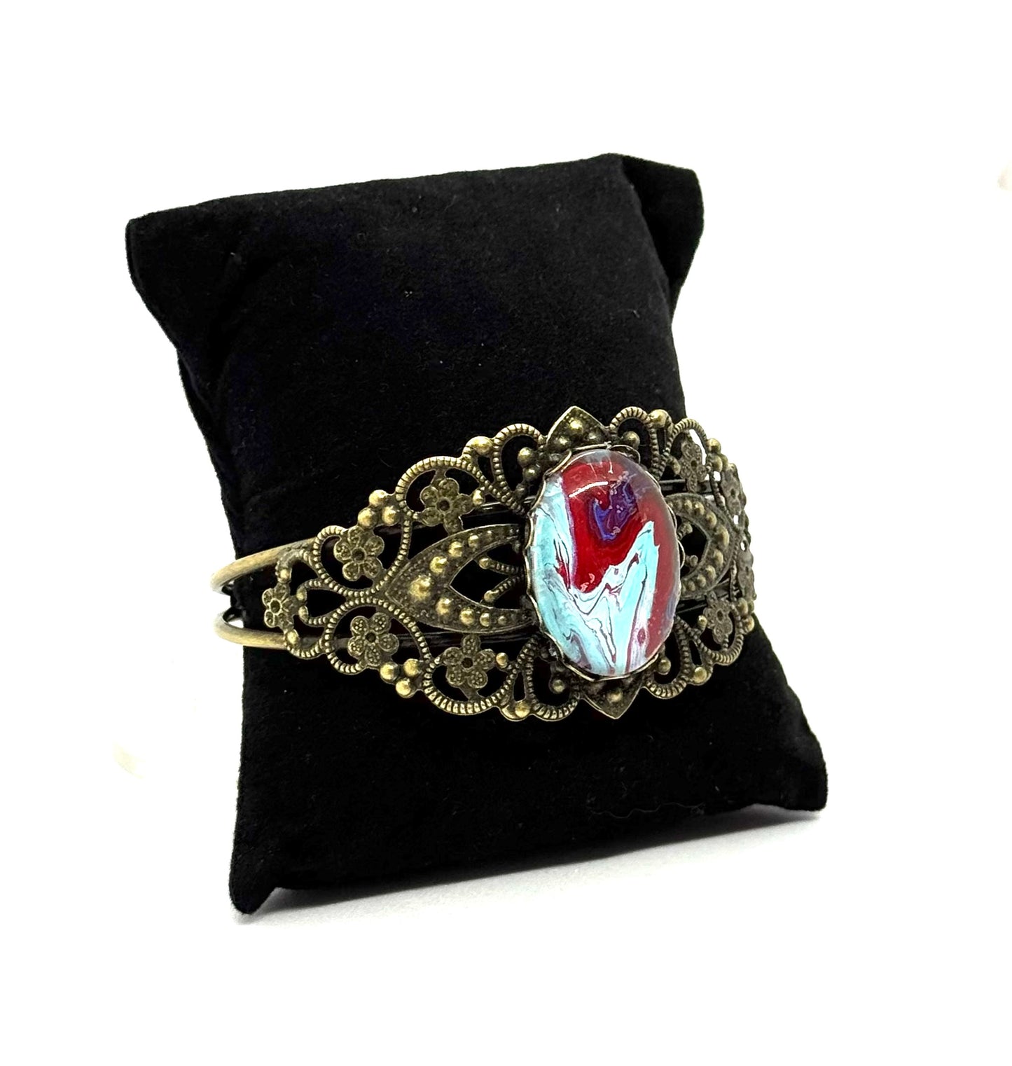 #4 “Red Flag Energy Filigree Cuff – Loud, Bold, and Not Your Problem”