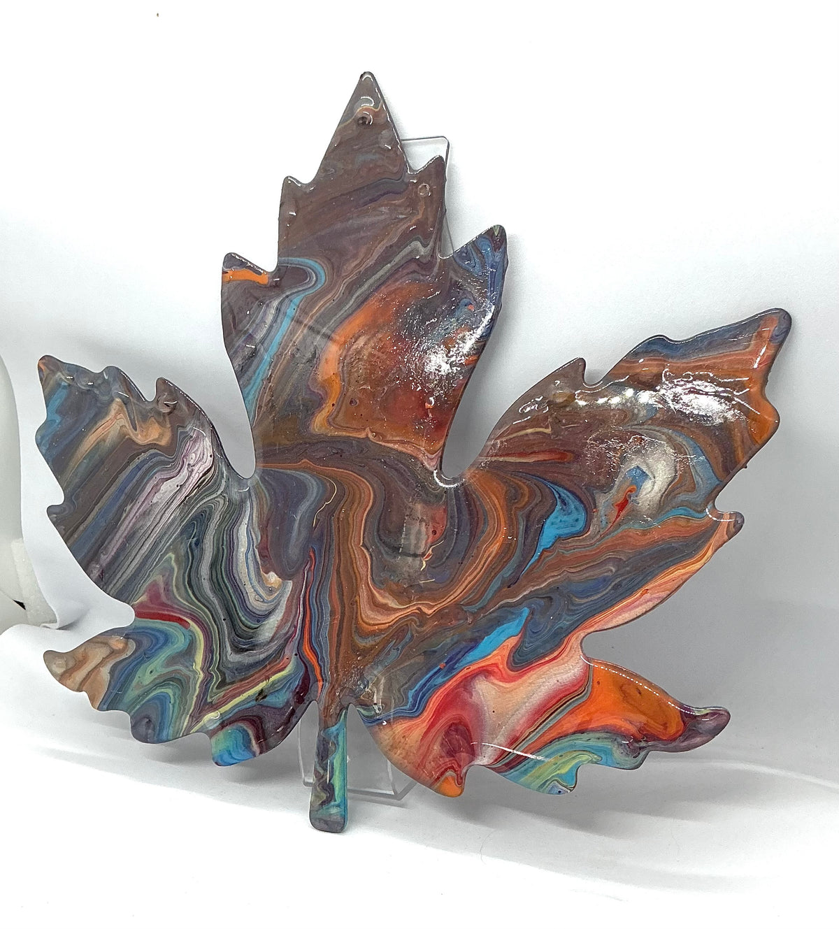 Unbe-leaf-able Chaos | Paint-Poured Maple Leaf Wall Art