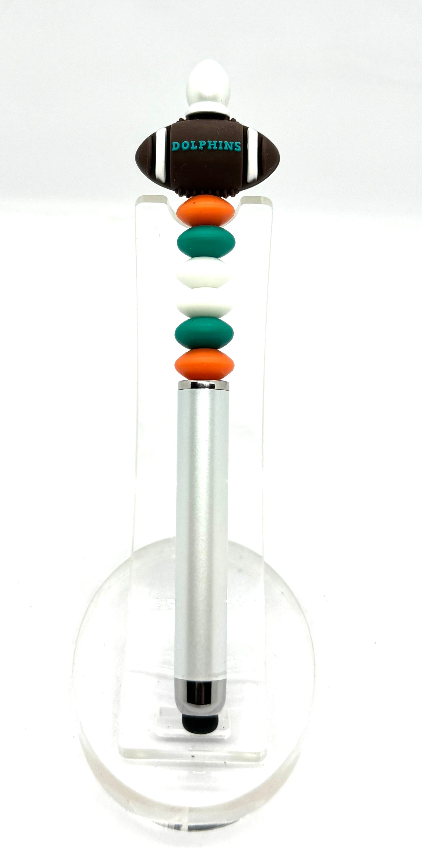 Handmade Miami Dolphins Inspired Beaded Stylus Pen | Refillable Touchscreen Pen