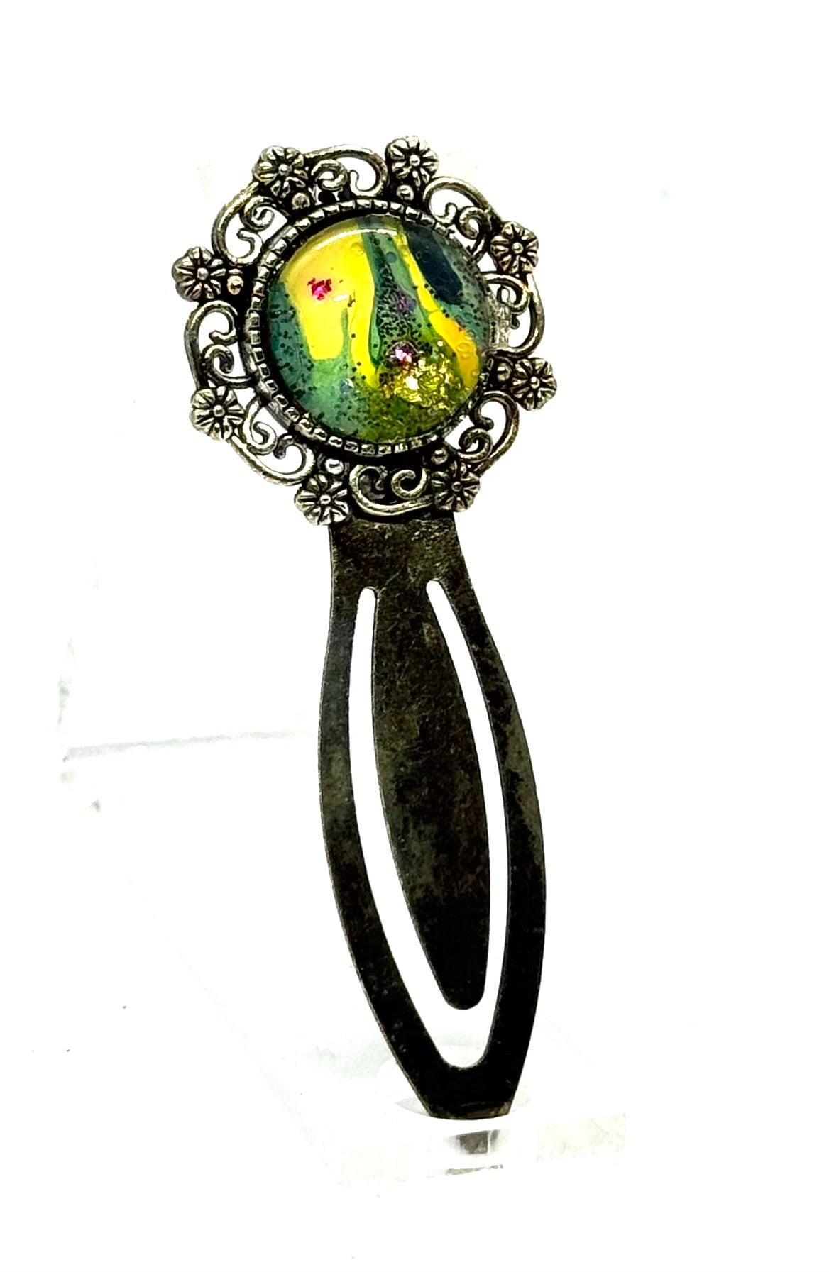 The “Plot Twist in Full Bloom” Handmade Floral Resin Bookmark