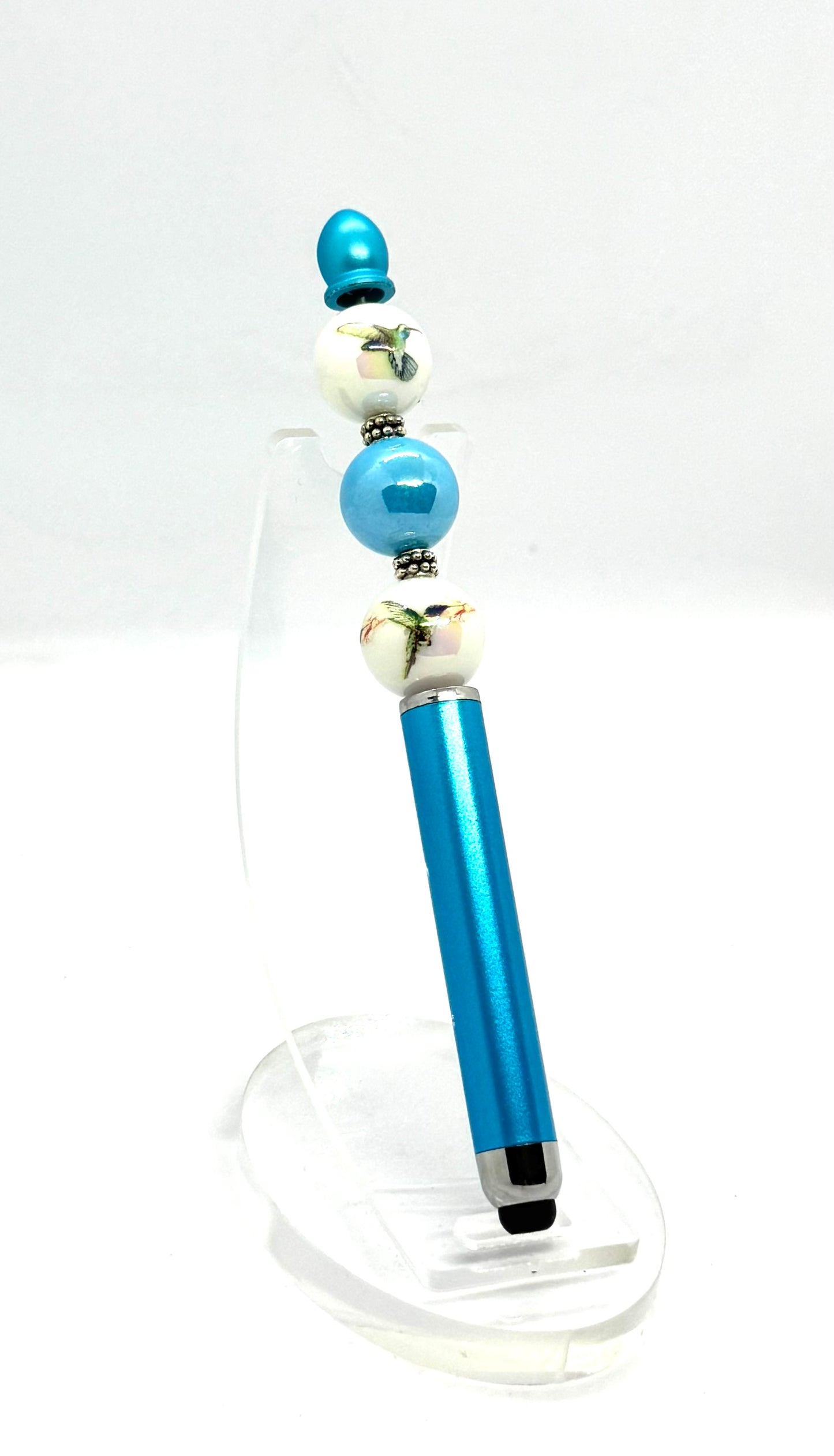 Fueled by Coffee & Hummingbird Energy | Handmade Hummingbird Beaded Stylus Pen