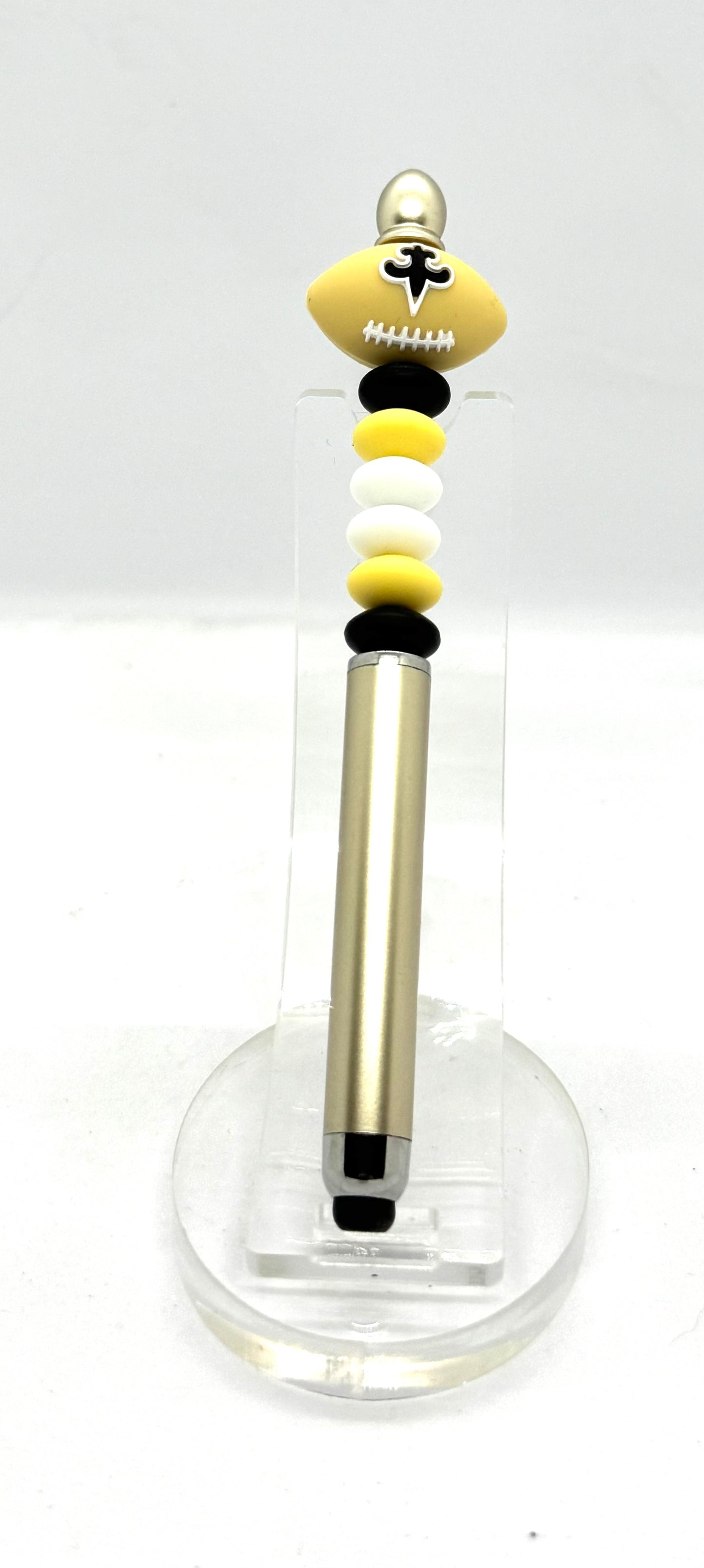 Handmade New Orleans Saints Inspired Beaded Stylus Pen | Refillable Touchscreen Pen