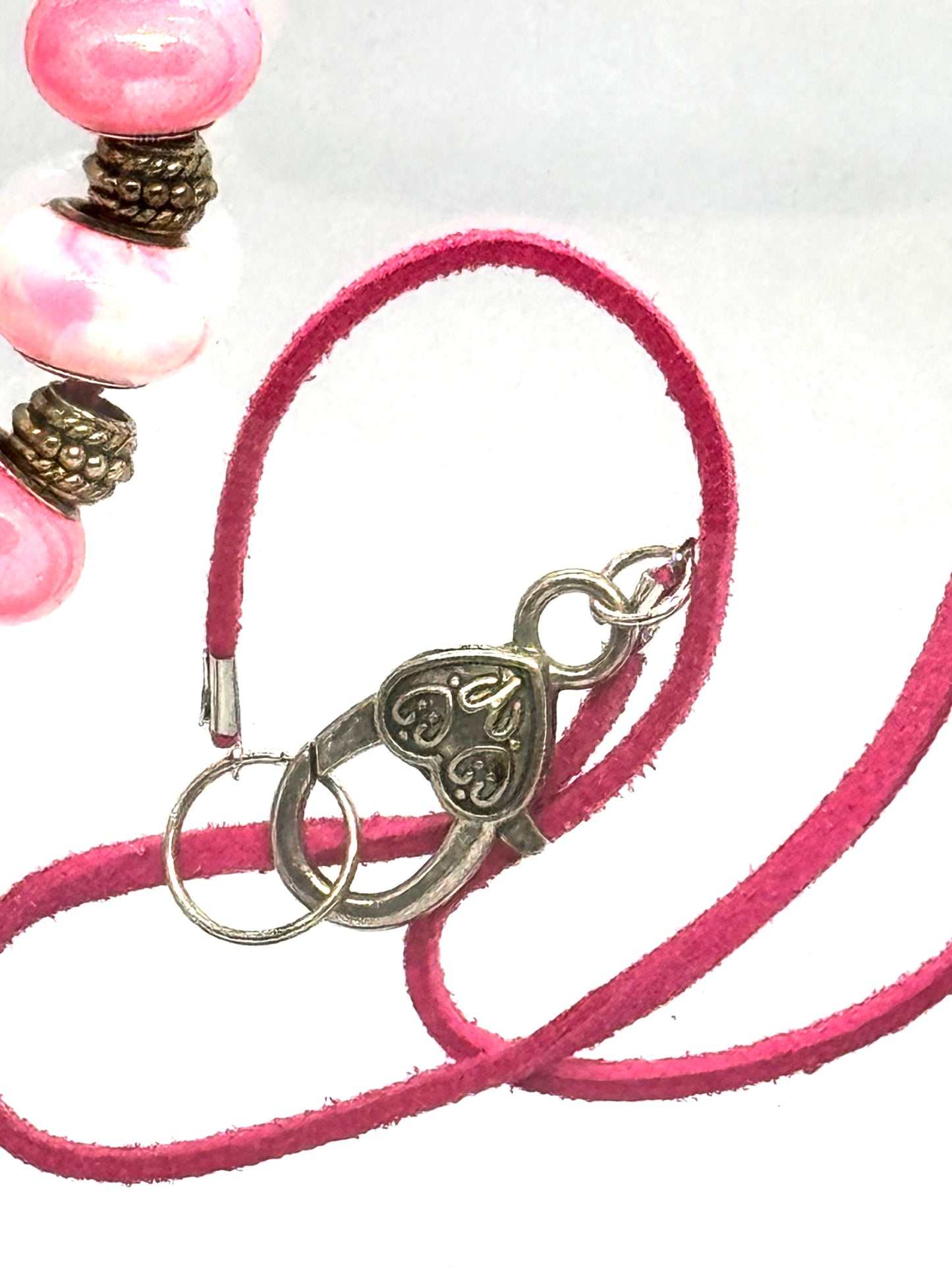 “Sweet but Psychotic” Pink Beaded Necklace | 30” Cord | Handmade Glitter Bottle Pendant Necklace