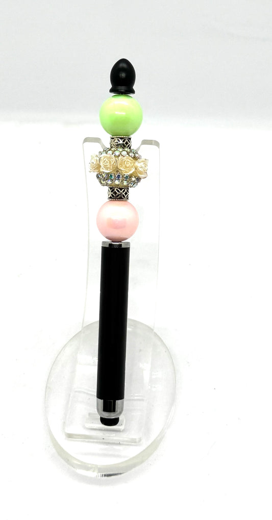 Pretty Enough to Start Drama | Handmade Floral Rhinestone Beaded Stylus Pen