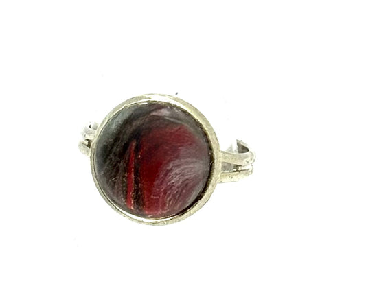 #2 Dark Desire Glass Dome Ring – Red & Black Swirl Statement Ring