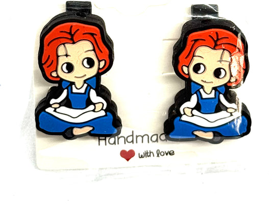 #1 Bookish Chaos Barrettes – Reading Girl Character Hair Clips (2pc Set)