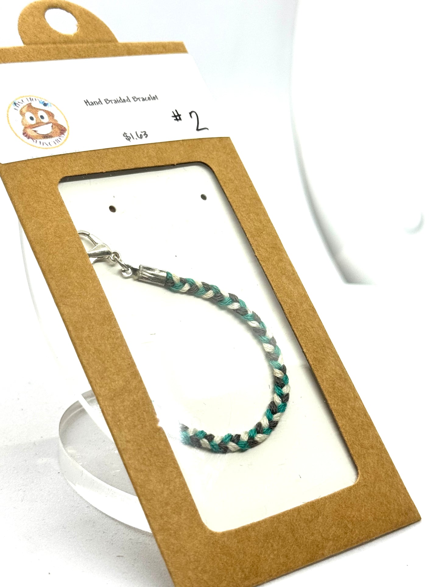 #2 Hand Braided Bracelet | Handmade Minimalist Cord Bracelet | Teal White Gray Boho Bracelet | Adjustable Everyday Stack Bracelet | One-of-a-Kind FDSS Jewelry