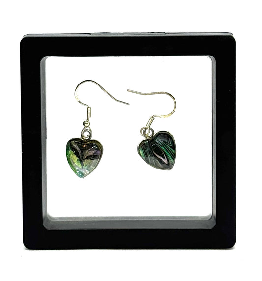 #8S Chaos Wrapped in a Heart Sterling Silver Glass Dome Earrings