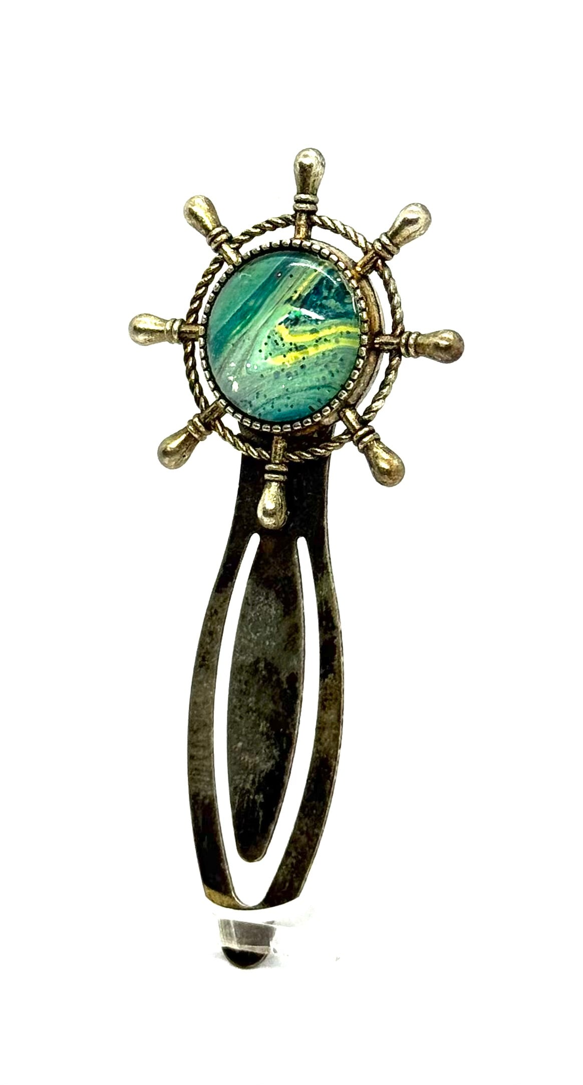 The “Mentally at Sea, Physically in Chapter 12” Handmade Ship Wheel Bookmark